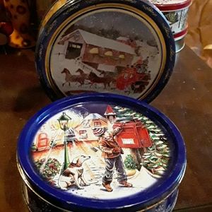 Christmas Tin  Cans (  2 )